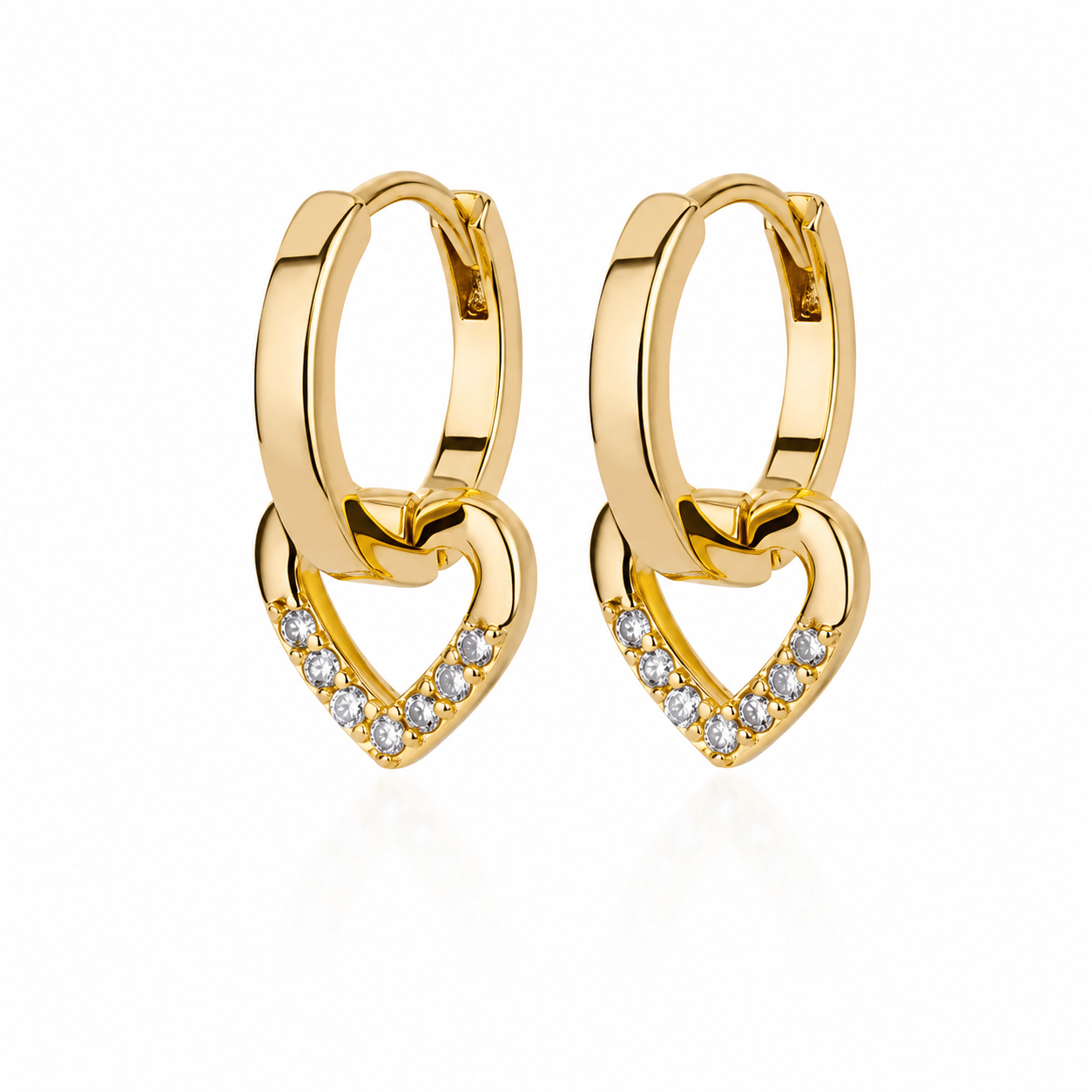 J'ador Paris Earrings Gold Heart Dangle Earrings