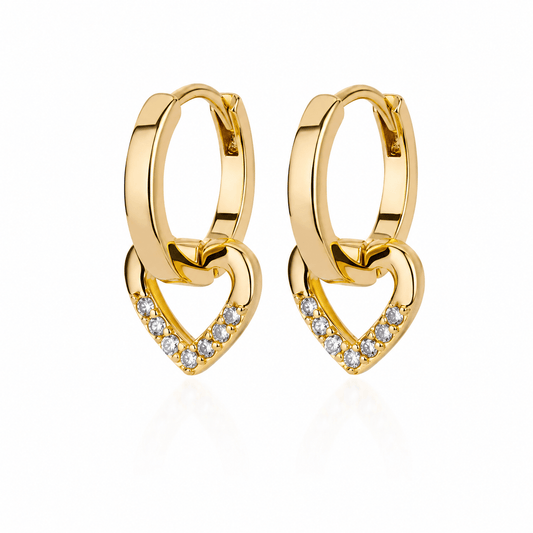 J'ador Paris Earrings Gold Heart Dangle Earrings
