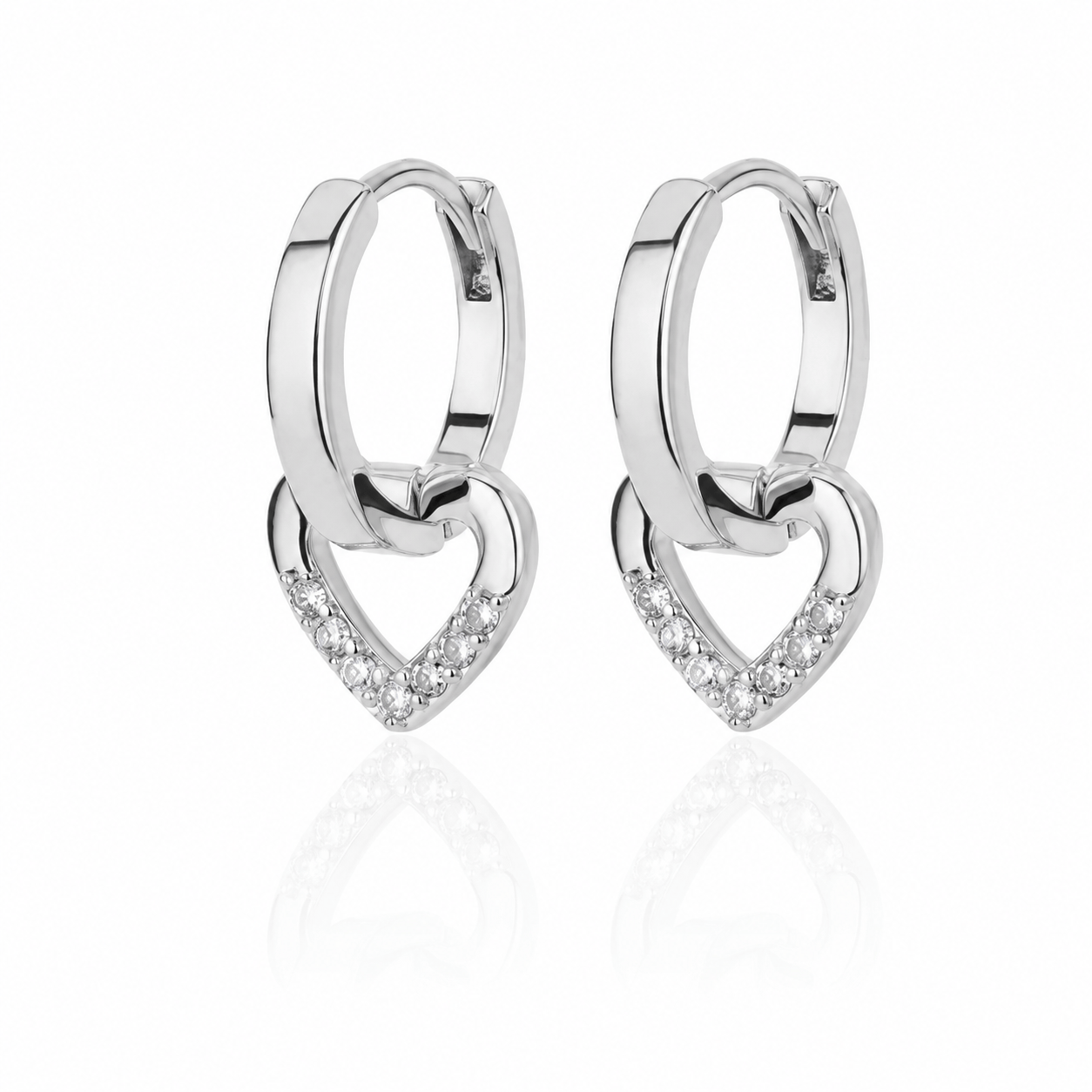 J'ador Paris Earrings Silver Heart Dangle Earrings