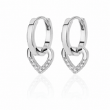 J'ador Paris Earrings Silver Heart Dangle Earrings