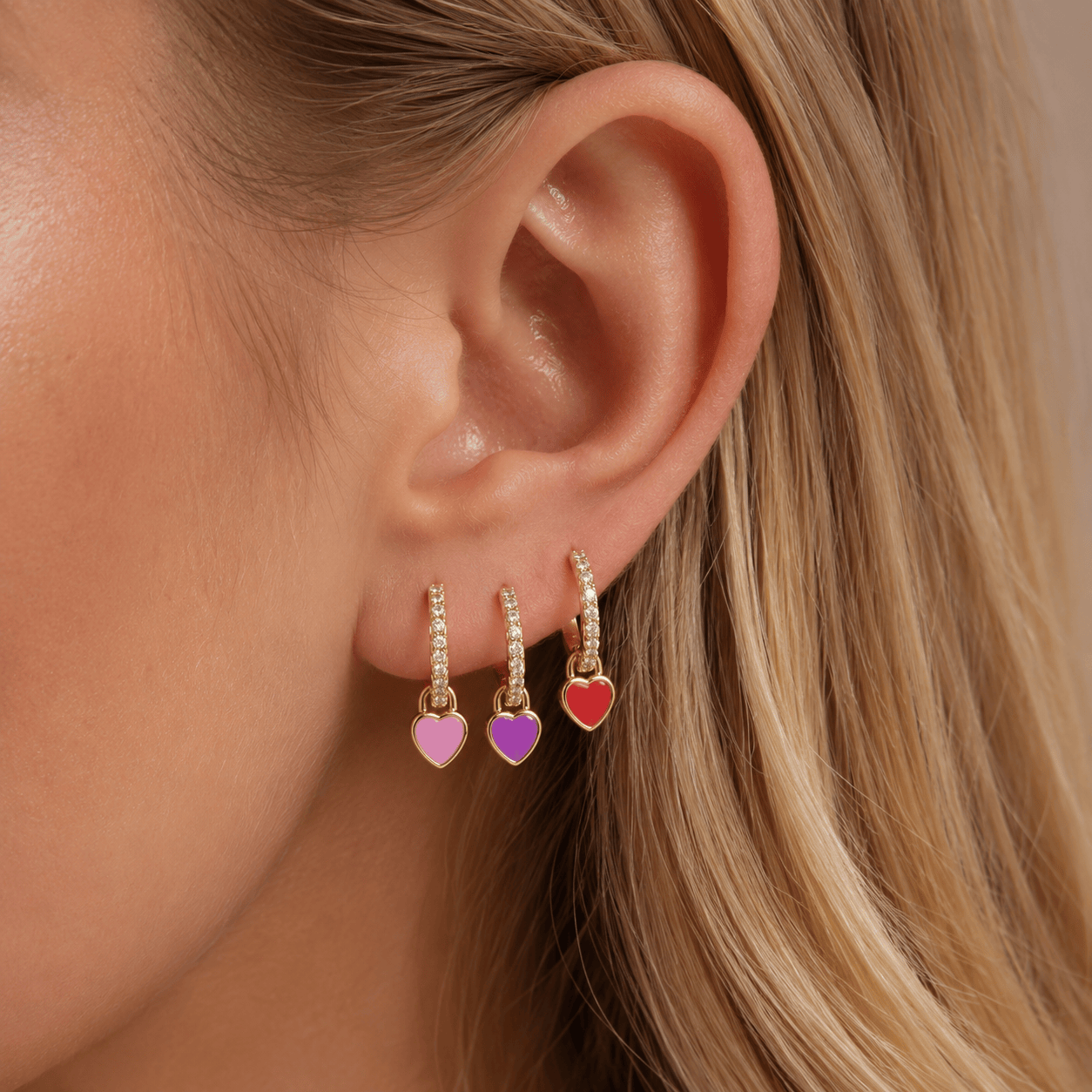 J'ador Paris Earrings Heart Huggies
