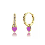 J'ador Paris Earrings Gold / Purple Heart Huggies