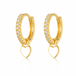 J'ador Paris Earrings Gold / White Heart Huggies