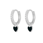 J'ador Paris Earrings Silver / Black Heart Huggies
