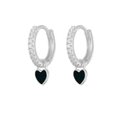 J'ador Paris Earrings Silver / Black Heart Huggies