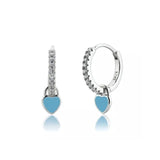 J'ador Paris Earrings Silver / Blue Heart Huggies