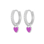 J'ador Paris Earrings Silver / Purple Heart Huggies