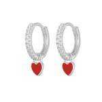 J'ador Paris Earrings Silver / Red Heart Huggies