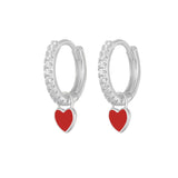 J'ador Paris Earrings Silver / Red Heart Huggies