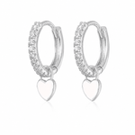 J'ador Paris Earrings Silver / White Heart Huggies