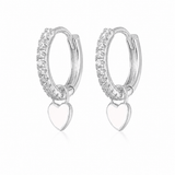 J'ador Paris Earrings Silver / White Heart Huggies