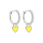 J'ador Paris Earrings Silver / Yellow Heart Huggies