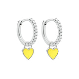 J'ador Paris Earrings Silver / Yellow Heart Huggies