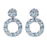 J'ador Paris Earrings Blue Rhinestone Crystal Drop Earrings