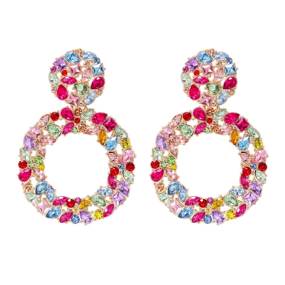 J'ador Paris Earrings Multicolor Rhinestone Crystal Drop Earrings