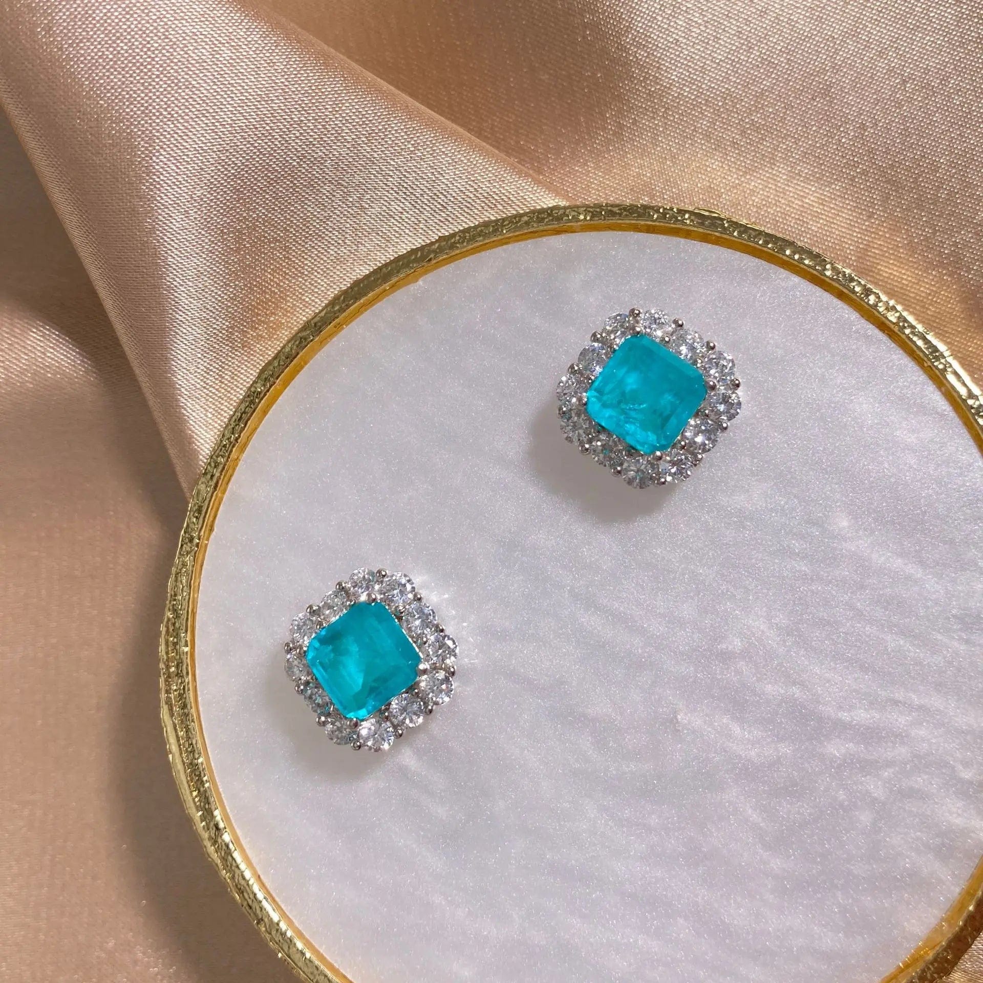 J'ador Paris Earrings Square Paraiba Tourmaline Earrings
