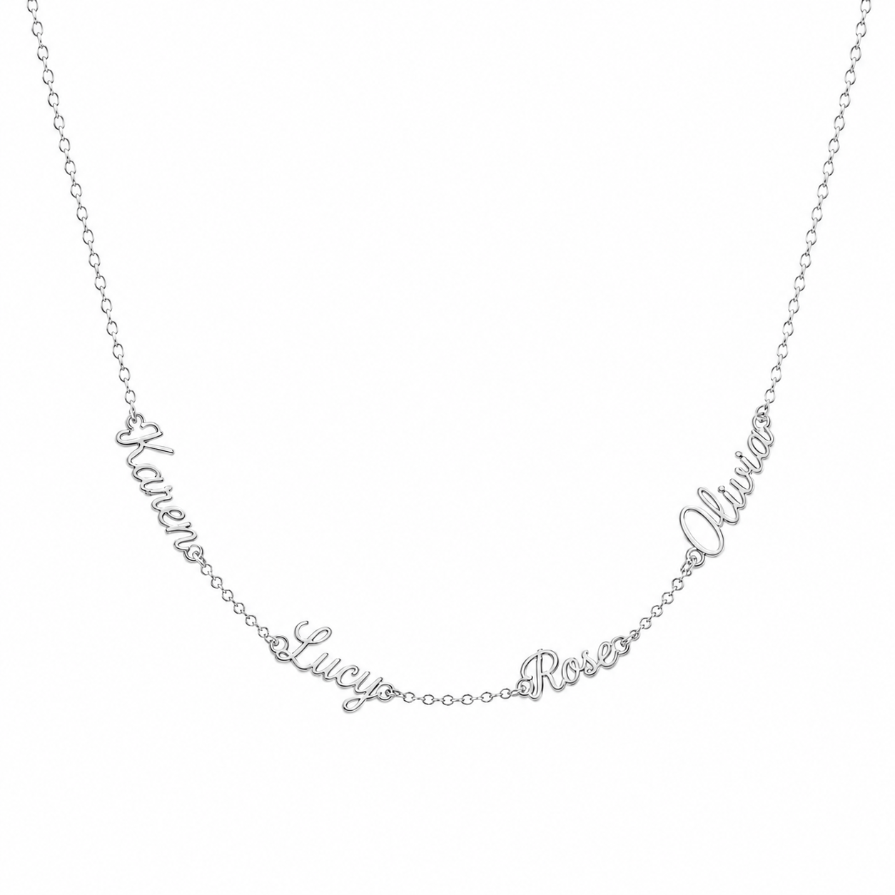 J'ador Paris Silver / 4 Names Multiple Name Necklace