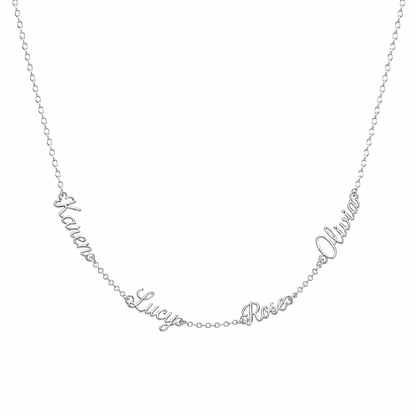 J'ador Paris Silver / 4 Names Multiple Name Necklace