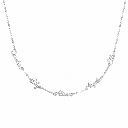 J'ador Paris Silver / 5 Names Multiple Name Necklace