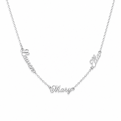 J'ador Paris Silver / Triple Names Multiple Name Necklace