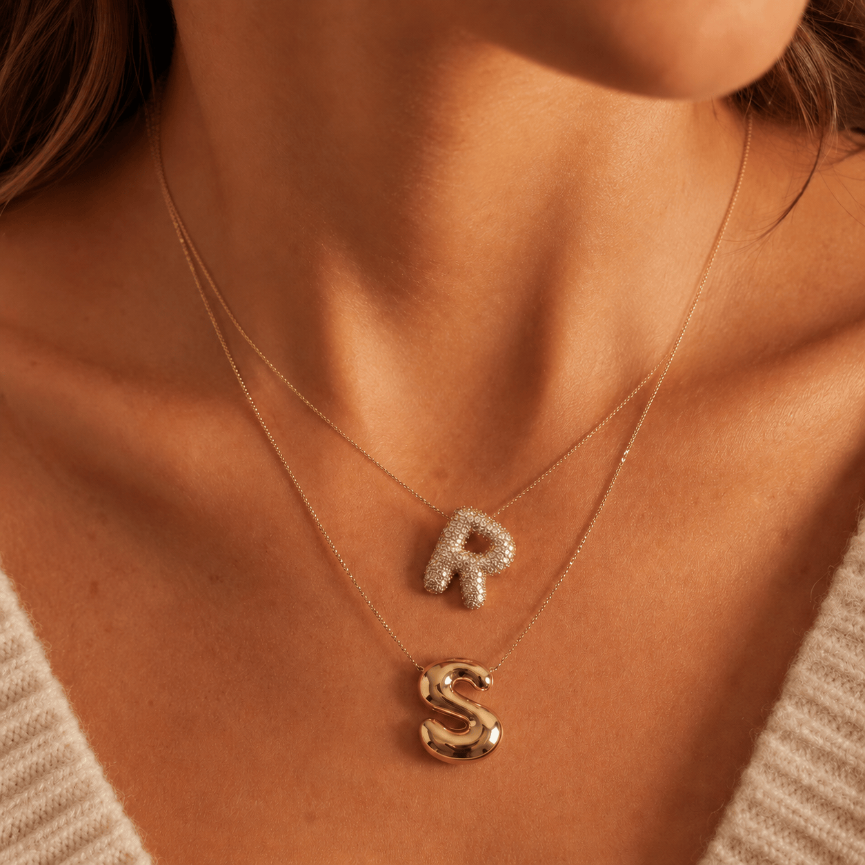 J'ador Paris Necklaces Bubble Initial Necklace