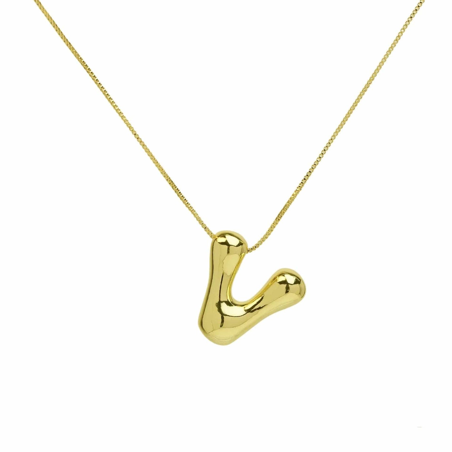 J'ador Paris Necklaces Gold / V Bubble Initial Necklace