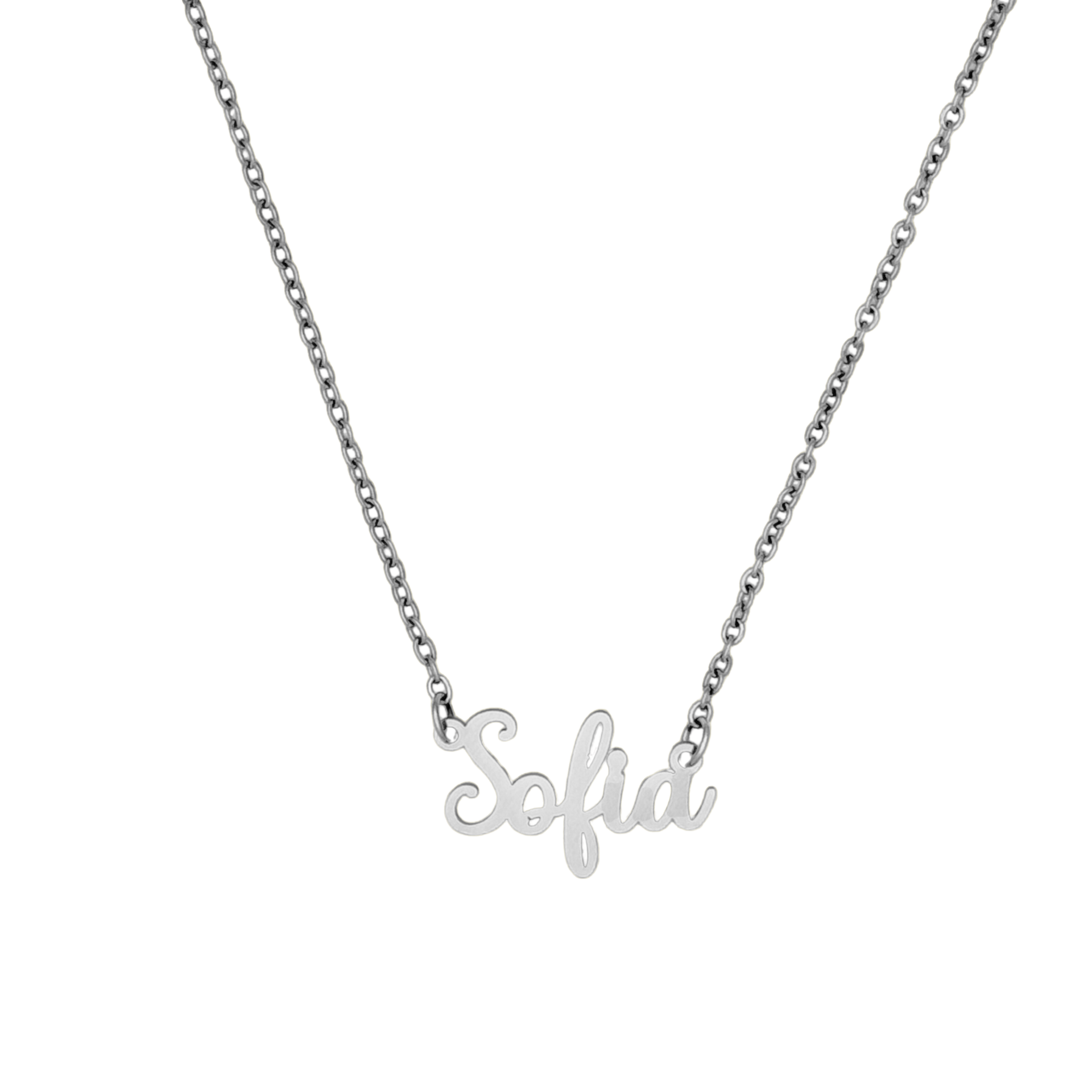【HYERES LOR】Name rock silver necklace M Silver Logo Pendant Necklace | Online Rock Shop