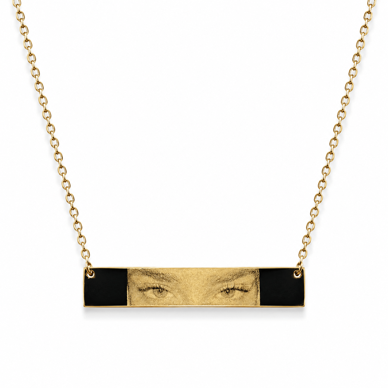 J'ador Paris Necklaces Gold / Horizontal Engraved Eyes Photo Necklace