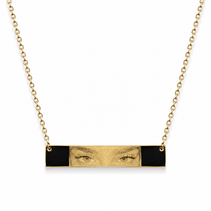 J'ador Paris Necklaces Gold / Horizontal Engraved Eyes Photo Necklace