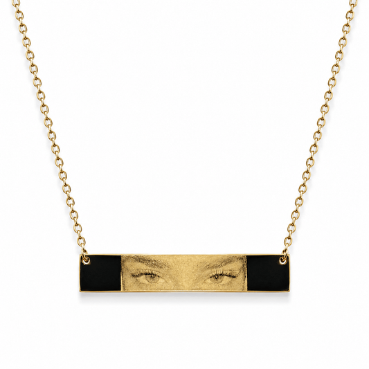 J'ador Paris Necklaces Gold / Horizontal Engraved Eyes Photo Necklace