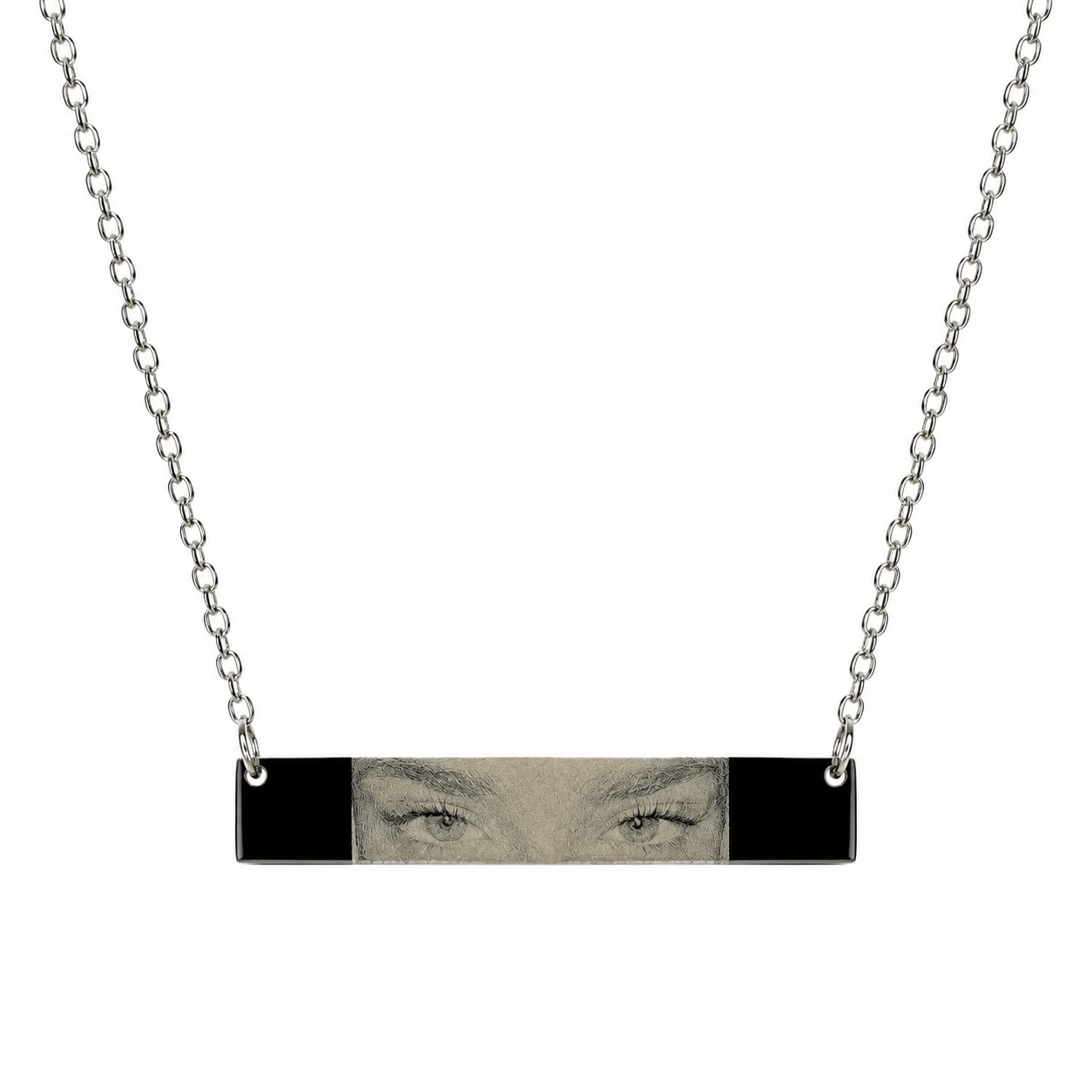 J'ador Paris Necklaces Silver / Horizontal Engraved Eyes Photo Necklace