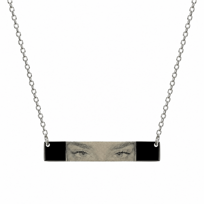 J'ador Paris Necklaces Silver / Horizontal Engraved Eyes Photo Necklace