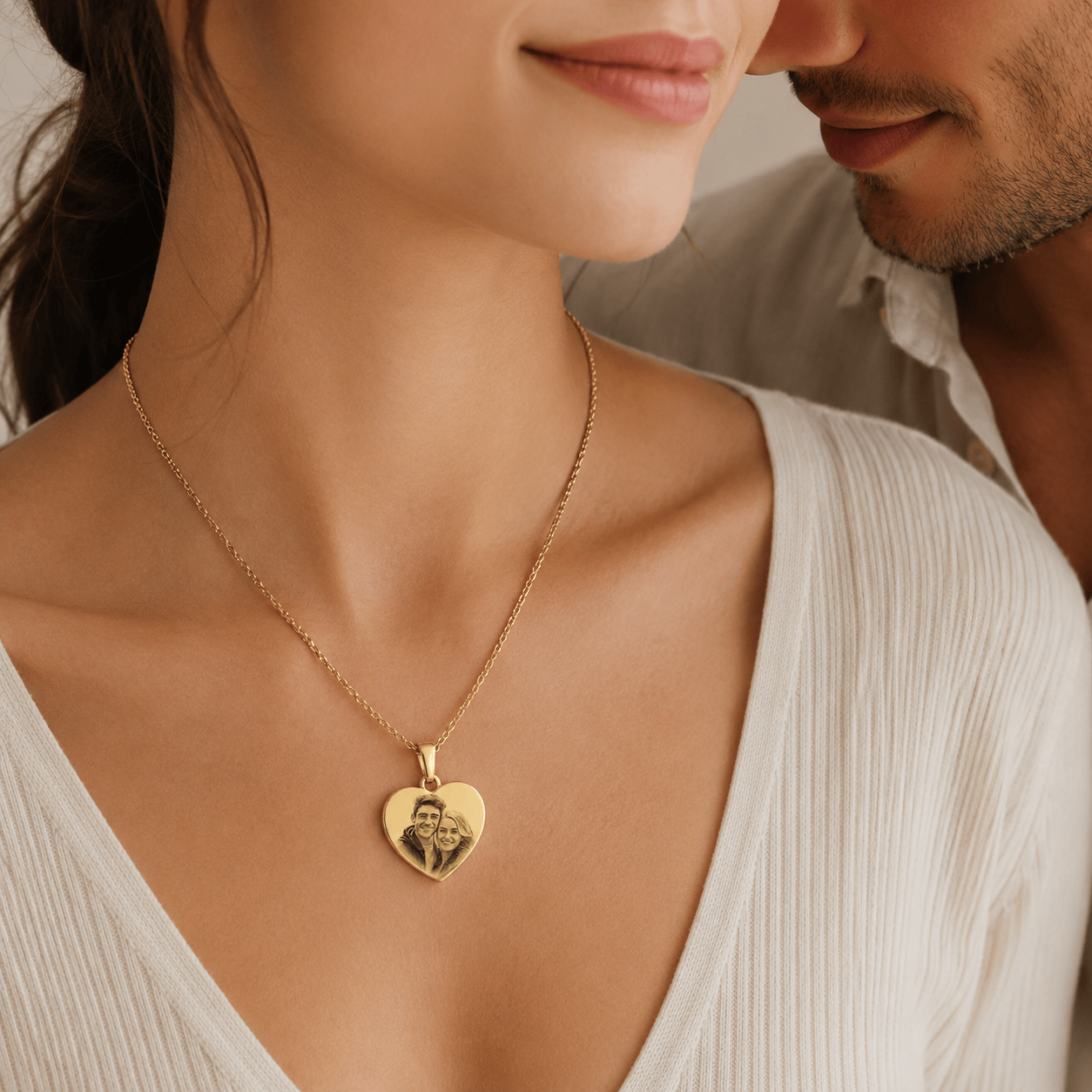 J'ador Paris Necklaces Engraved Heart Photo Necklace