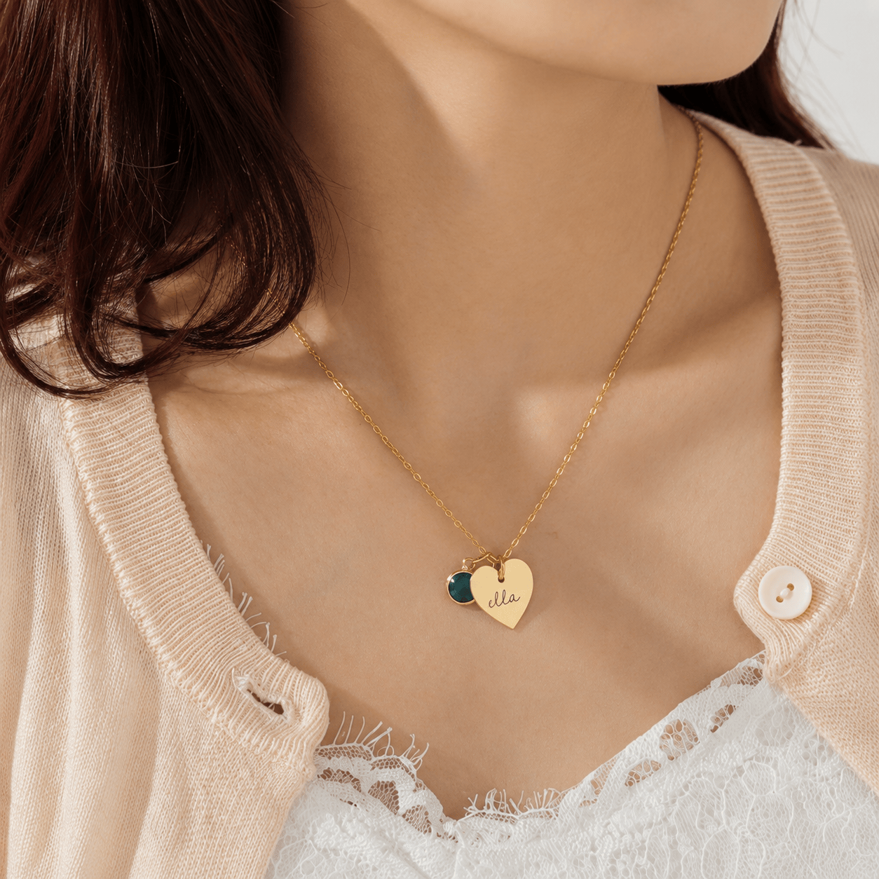 J'ador Paris Necklaces Heart Birthstone Name Necklace
