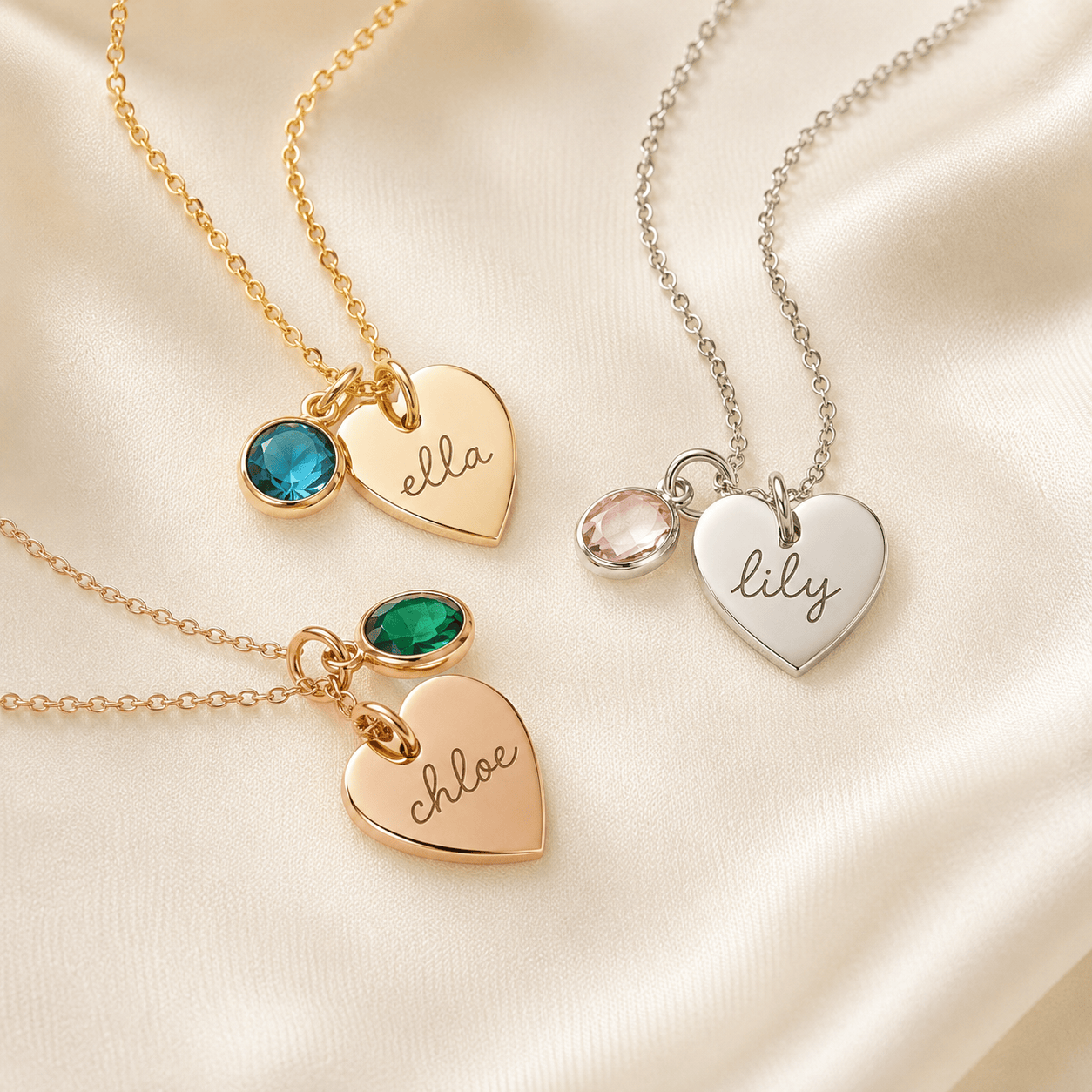 J'ador Paris Necklaces Heart Birthstone Name Necklace