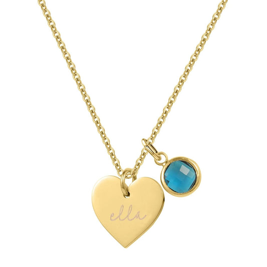 J'ador Paris Necklaces Gold / January Heart Birthstone Name Necklace