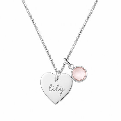 J'ador Paris Necklaces Silver / January Heart Birthstone Name Necklace