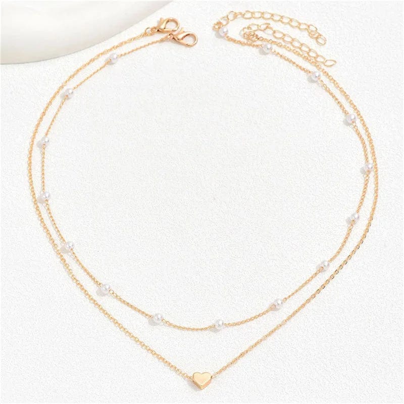 J'ador Paris Necklaces Heart Pearl Choker Necklace