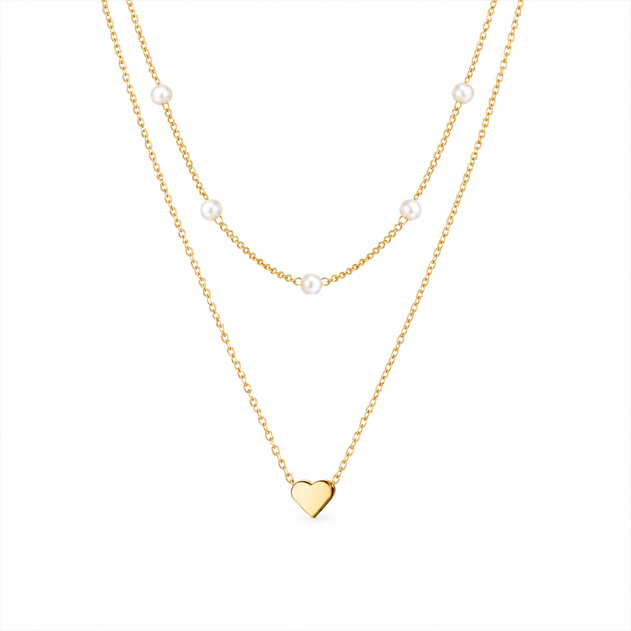 J'ador Paris Necklaces Gold Heart Pearl Choker Necklace