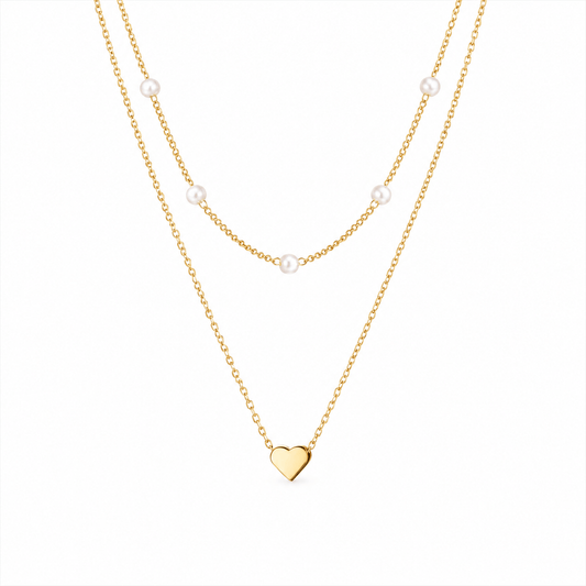 J'ador Paris Necklaces Gold Heart Pearl Choker Necklace