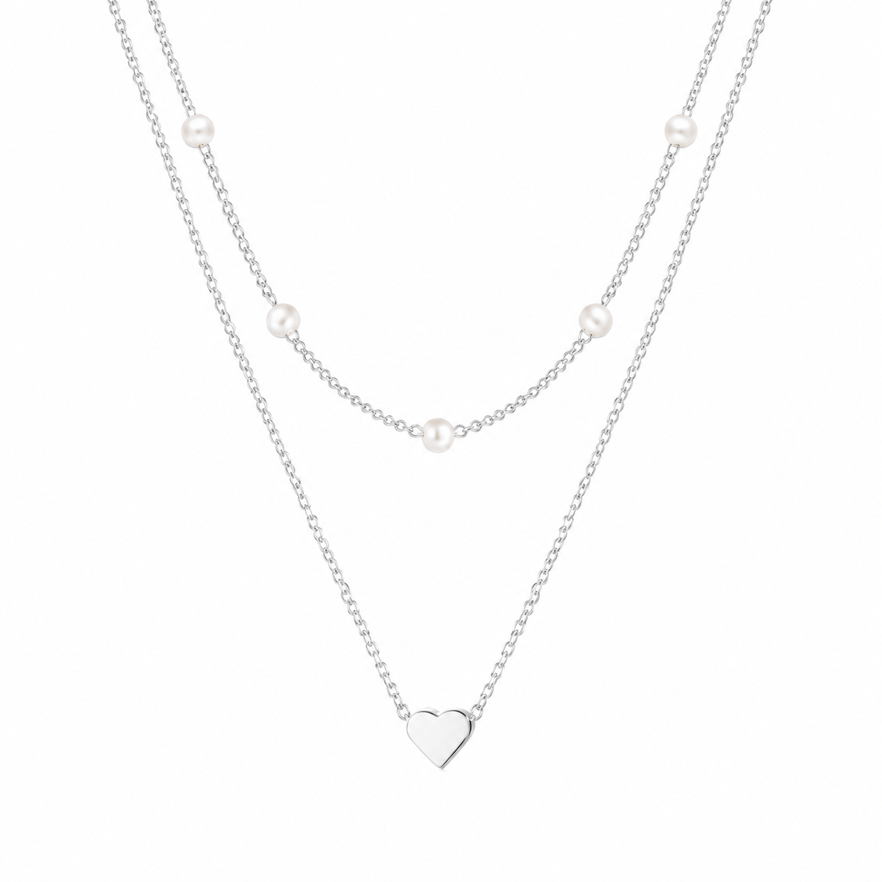 J'ador Paris Necklaces Silver Heart Pearl Choker Necklace