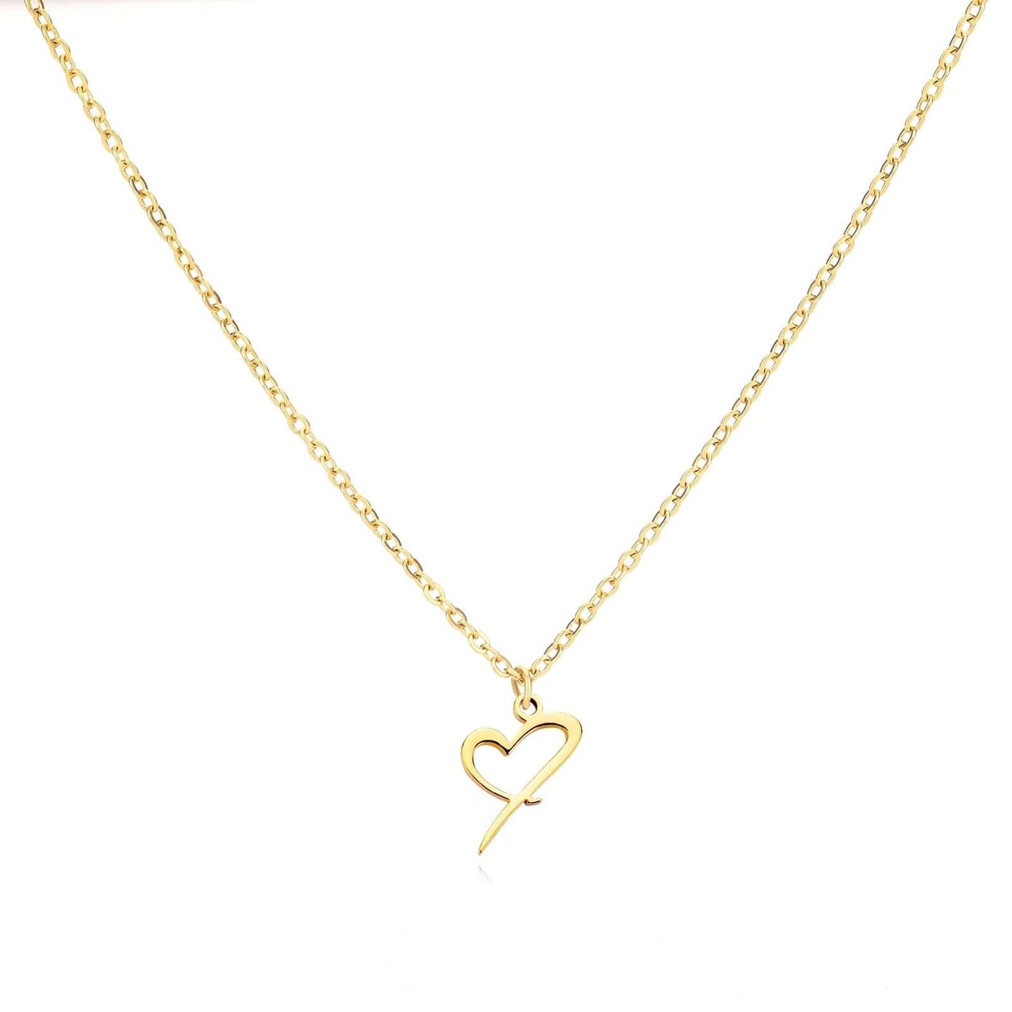 J'ador Paris Necklaces I / Gold Merged Initial Heart Necklace