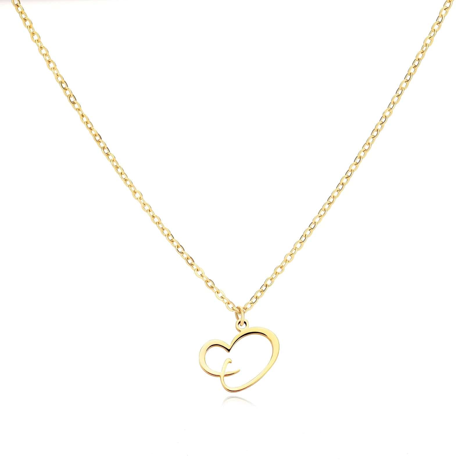 J'ador Paris Necklaces O / Gold Merged Initial Heart Necklace