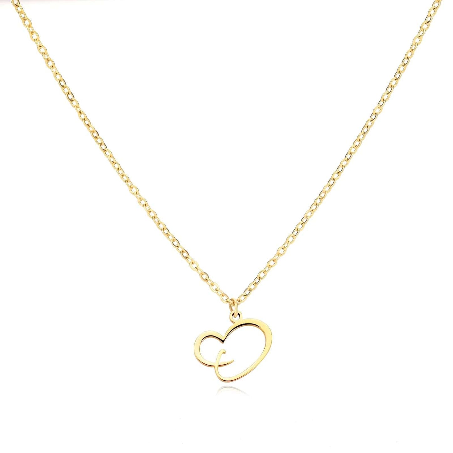 J'ador Paris Necklaces O / Gold Merged Initial Heart Necklace