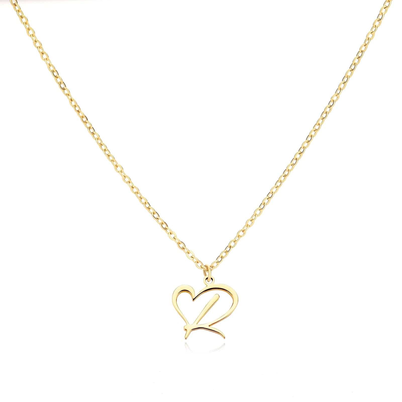 J'ador Paris Necklaces R / Gold Merged Initial Heart Necklace