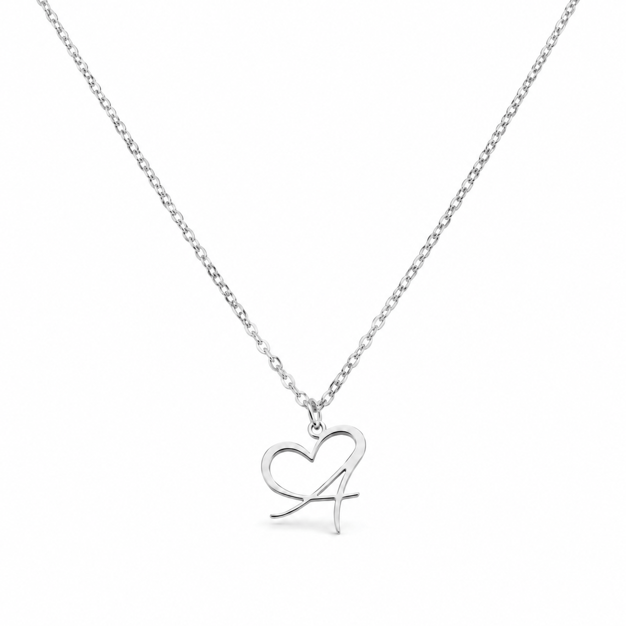 J'ador Paris Necklaces Silver / A Merged Initial Heart Necklace