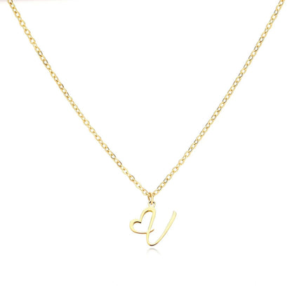 J'ador Paris Necklaces V / Gold Merged Initial Heart Necklace