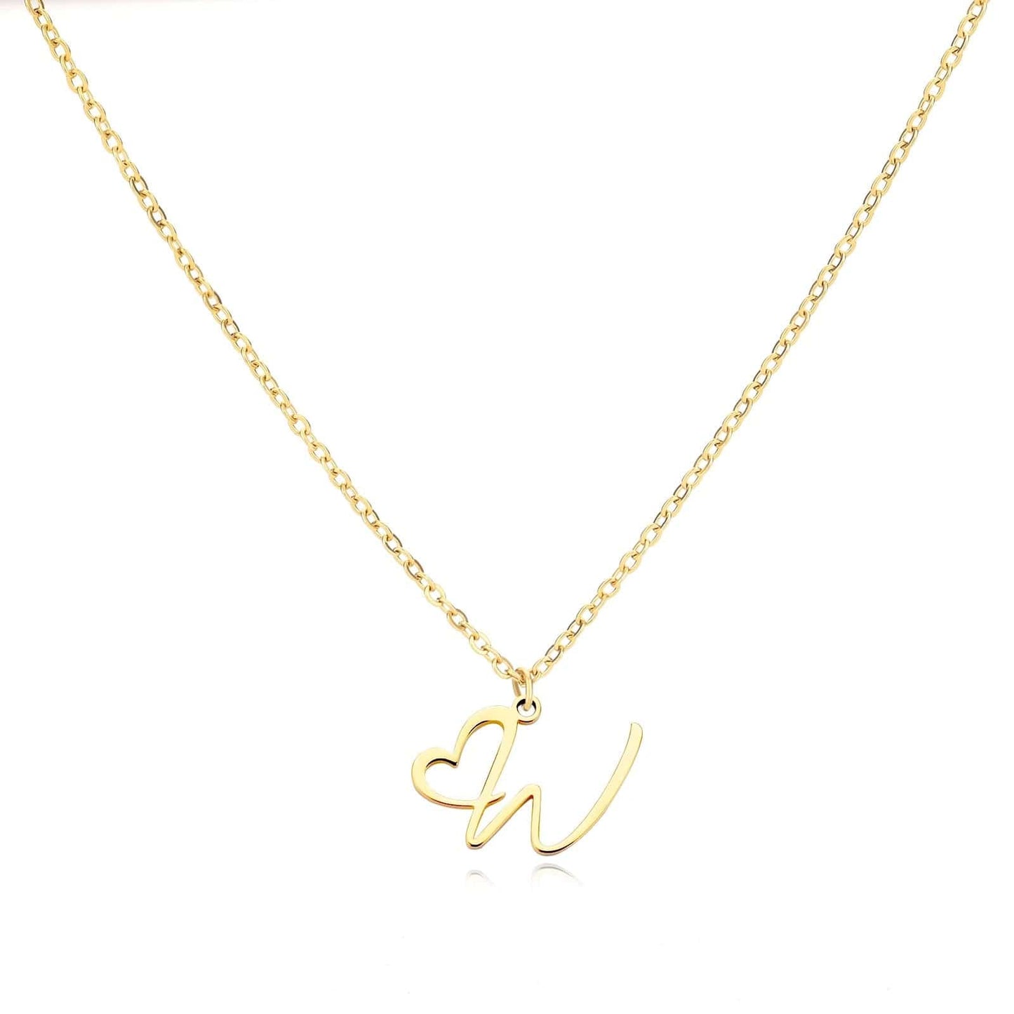 J'ador Paris Necklaces W / Gold Merged Initial Heart Necklace