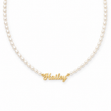 J'ador Paris Necklaces Long / Gold / 16 inch Pearl Name Necklace