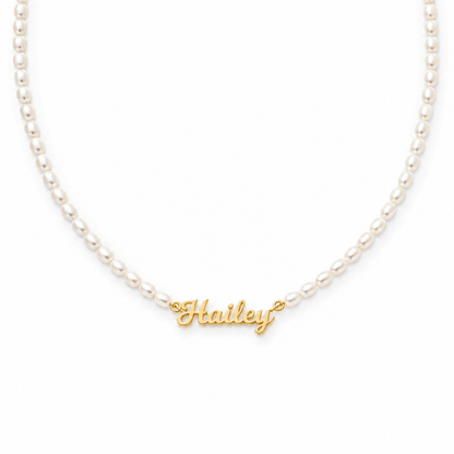 J'ador Paris Necklaces Long / Gold / 16 inch Pearl Name Necklace